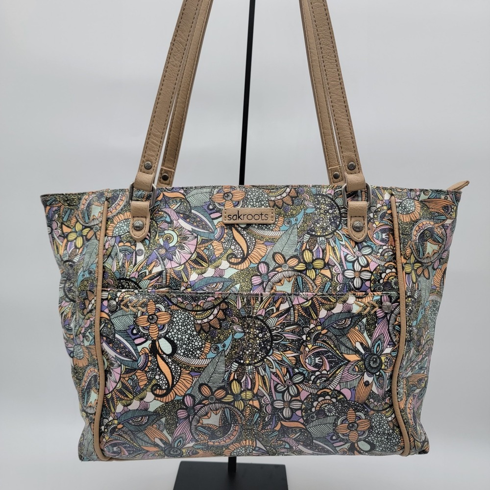 Sakroots Artist Circle Metro Tote in Sienna Spirit Desert Floral Print Purse Bag